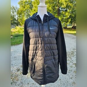 NIKE dri-fit puffer track Jacket Men’s XL Black SWOOSH Cowl Neck …